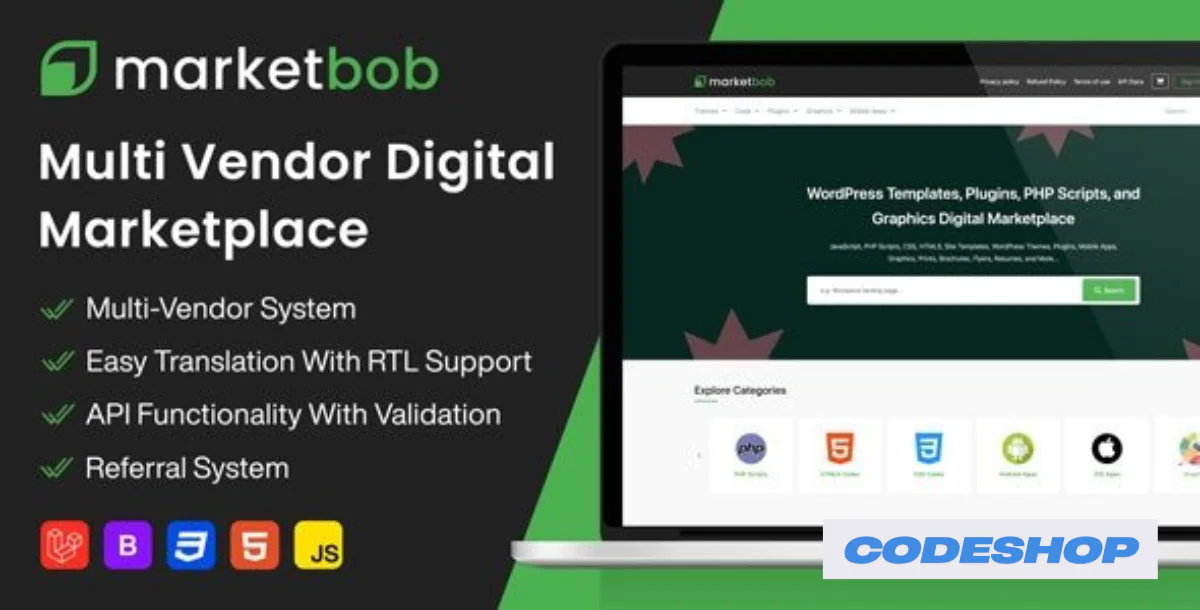 Marketbob v2.3 - Multi-Vendor Digital Marketplace